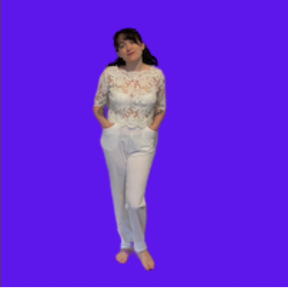 Size S Paloma Blanca White Lace Top 30 Crystal Back Button Closure Amazing WOW